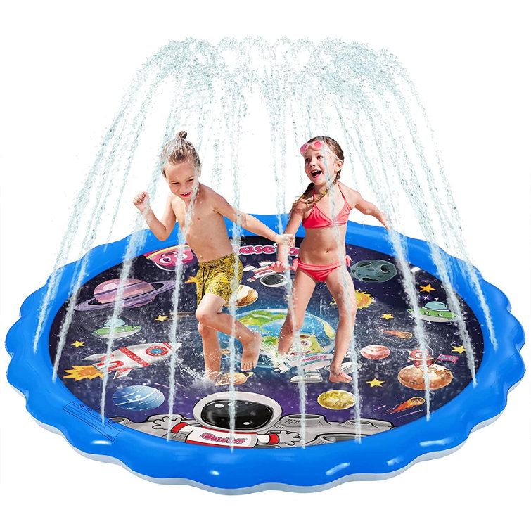 MingshanAncient Splash Pad Sprinkler For Kids, 68” Space Themed Sprinkler Splash Play Mat